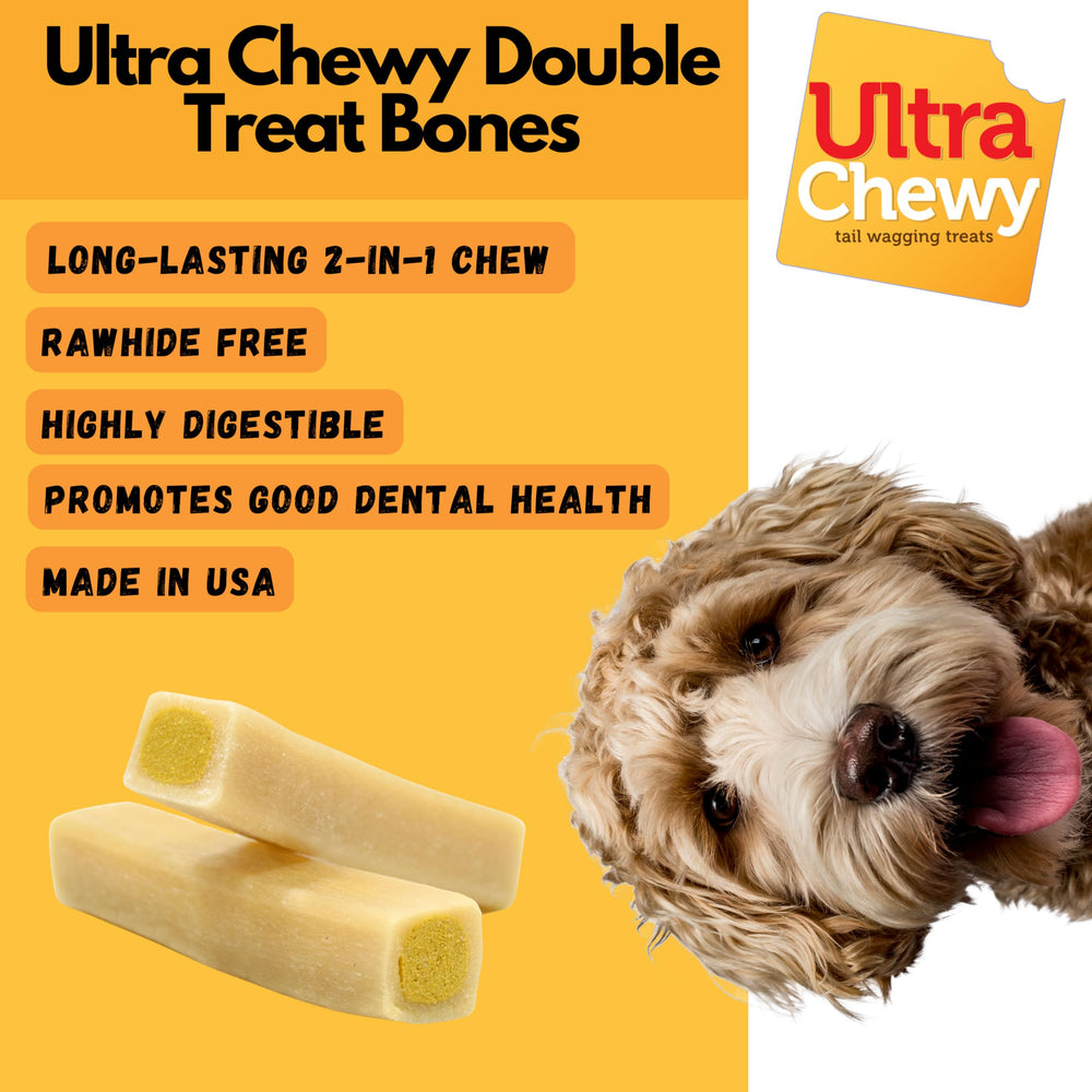 Ultra Chewy Double Treat Bones – lot de 9 os pour chien.