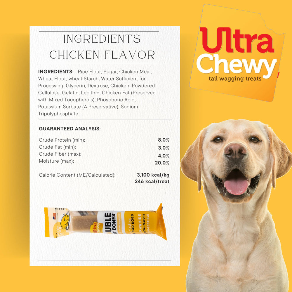 Ultra Chewy Double Treat Bones – saveurs assorties pour votre chien.
