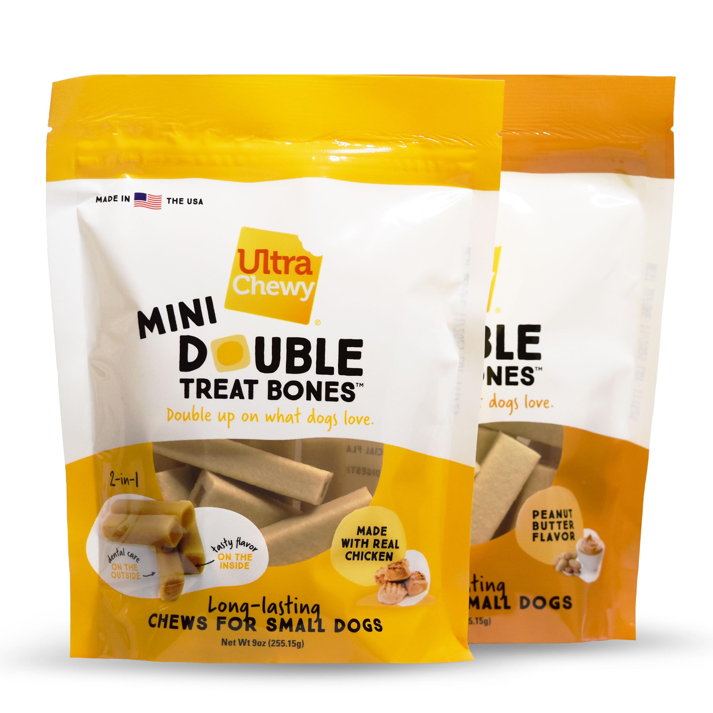 Ultra Chewy Mini Os Double extérieur durable et savoureux pour mastication prolongée