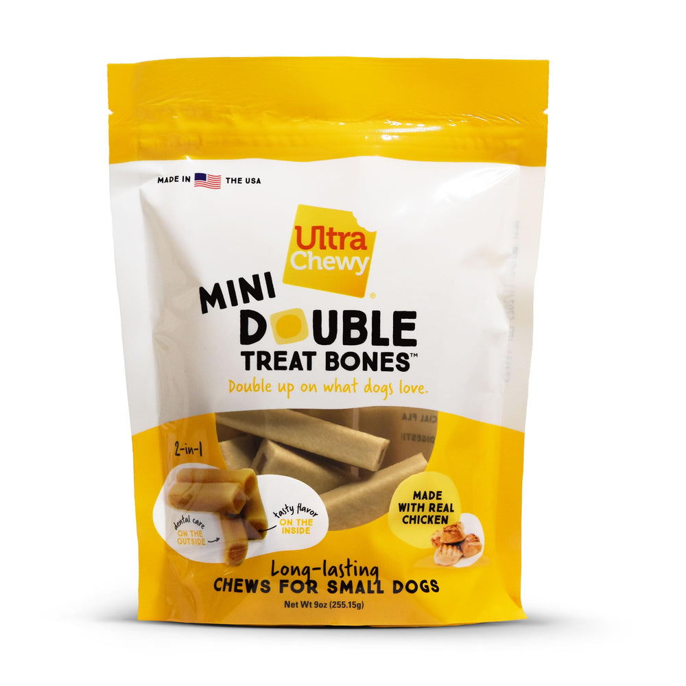 Ultra Chewy Mini Os Double saveur beurre de cacahuète et poulet, appétence accrue
