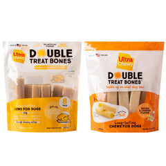 Ultra Chewy Double Treat Bones emballage bacon-fromage, friandise longue durée pour chiens