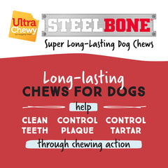Texture dentale de Ultra Chewy Steel Bones montrant la surface rugueuse.