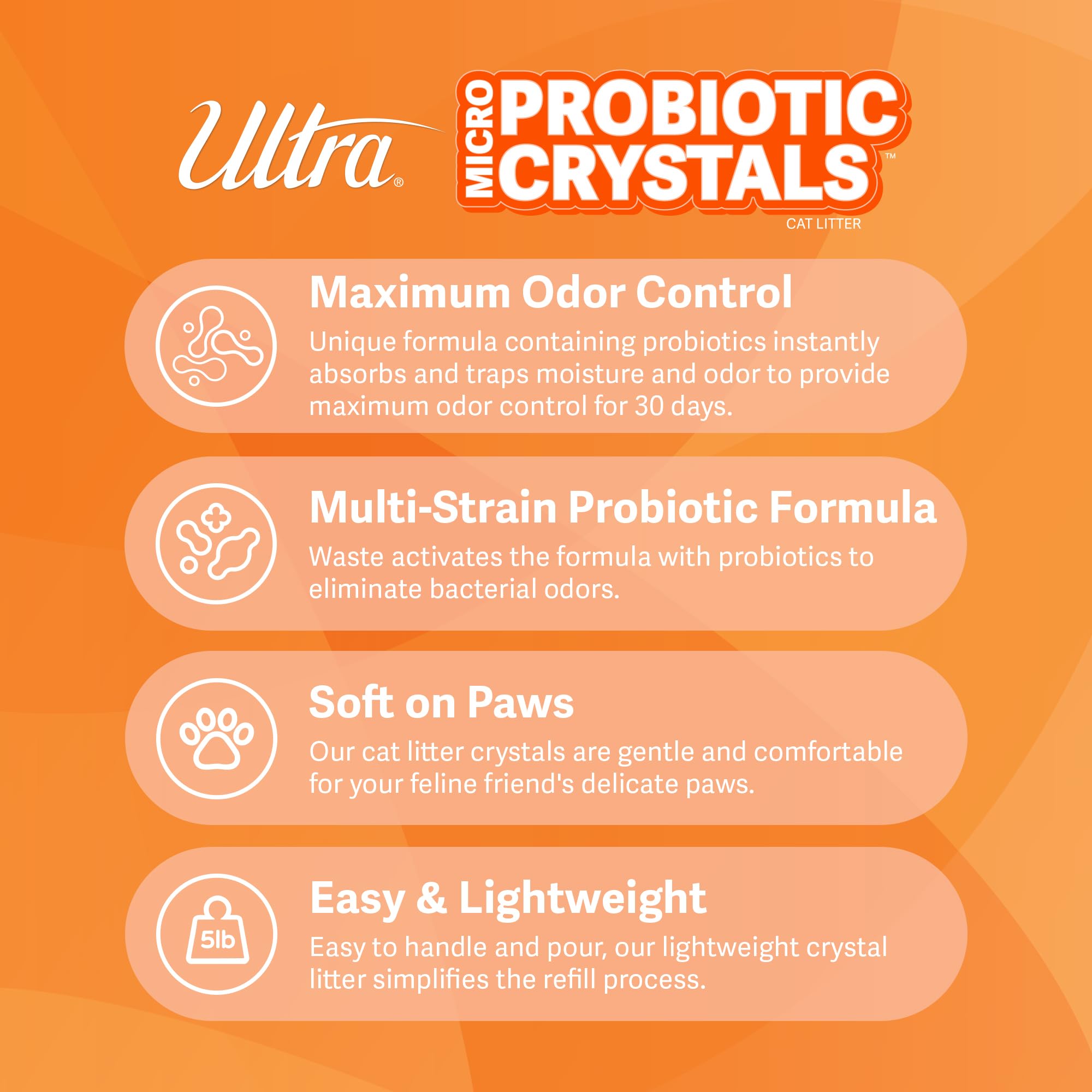 ULTRA Cristaux non parfumés: litière adaptée aux chats sensibles.