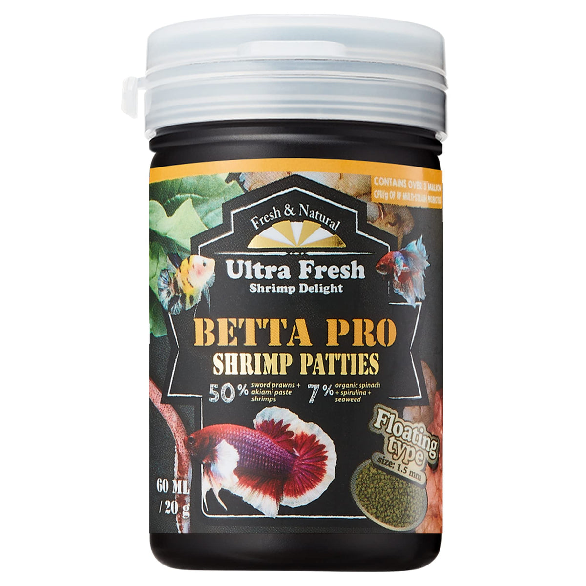 Ultra Fresh Betta Pro : galette de crevettes sabre, saveur séduisante et appétit assuré pour Betta