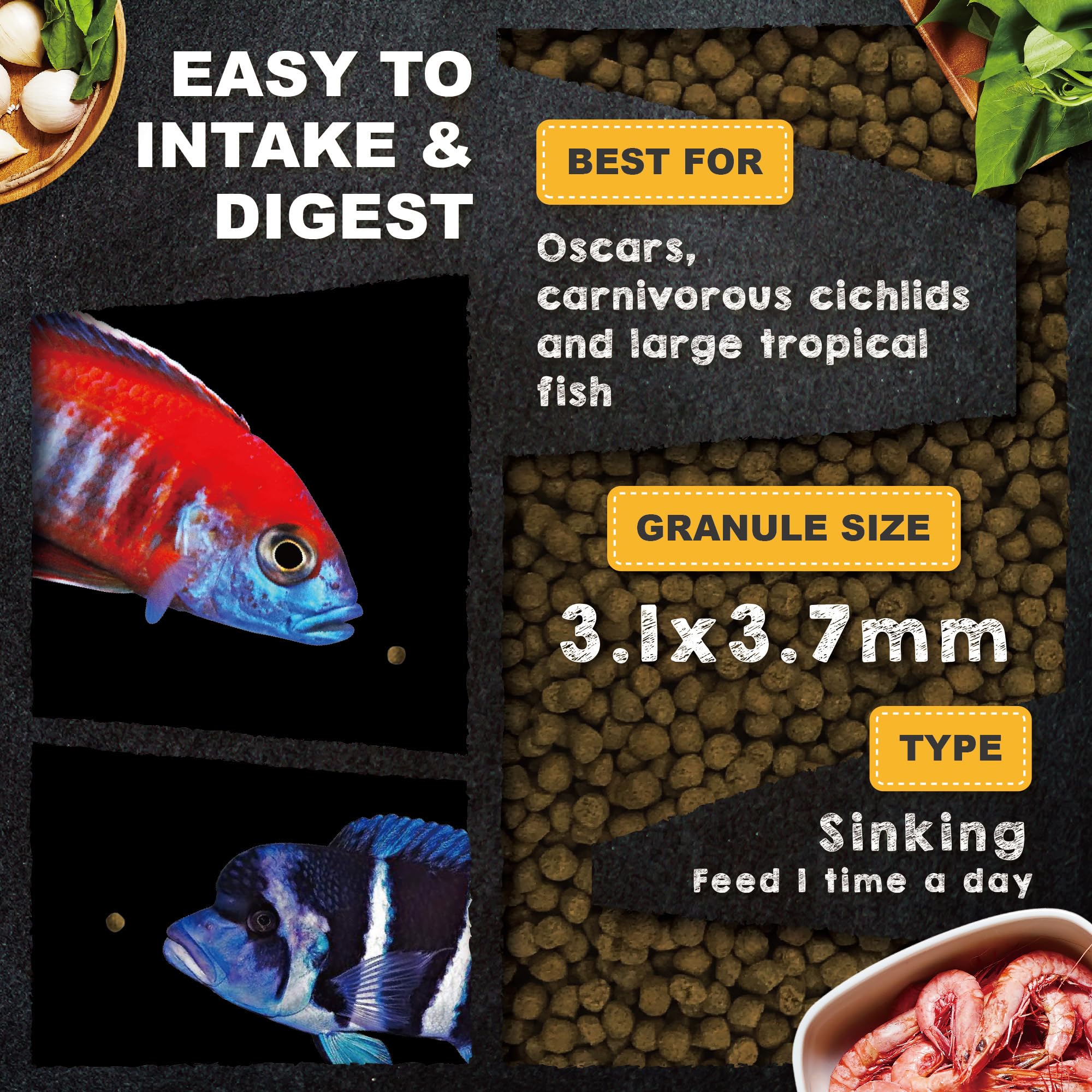 Ultra Fresh Cichlid pellets riches en calcium et vitamine D pour croissance