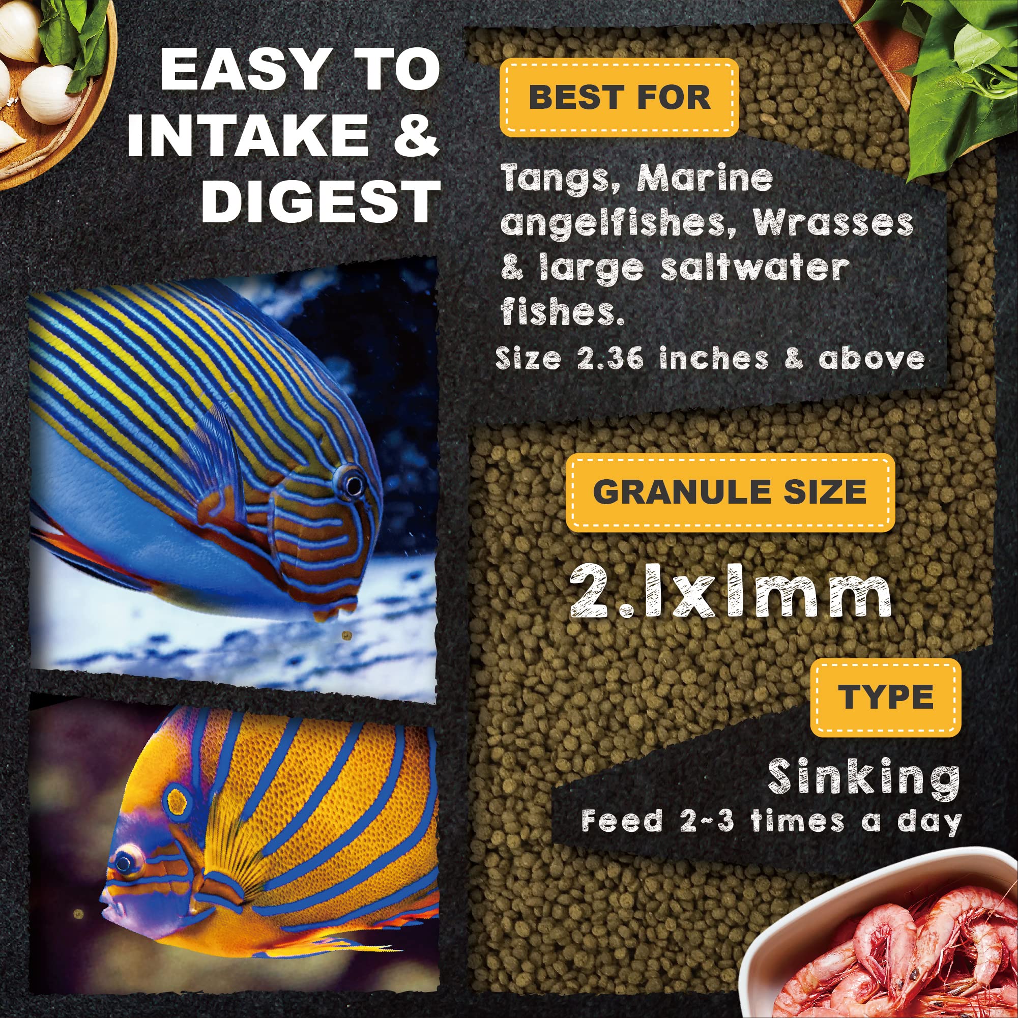 Ultra Fresh Croissance Santé : nutriments essentiels pour la croissance et le système immunitaire des poissons marins.