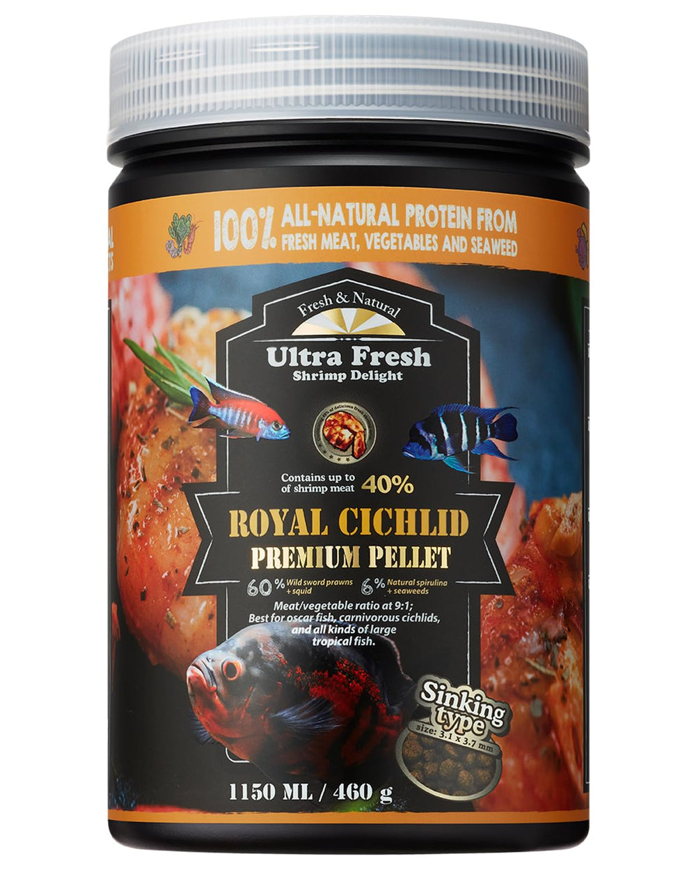 Emballage Ultra Fresh Royal Cichlid, pratique et frais pour l alimentation quotidienne.