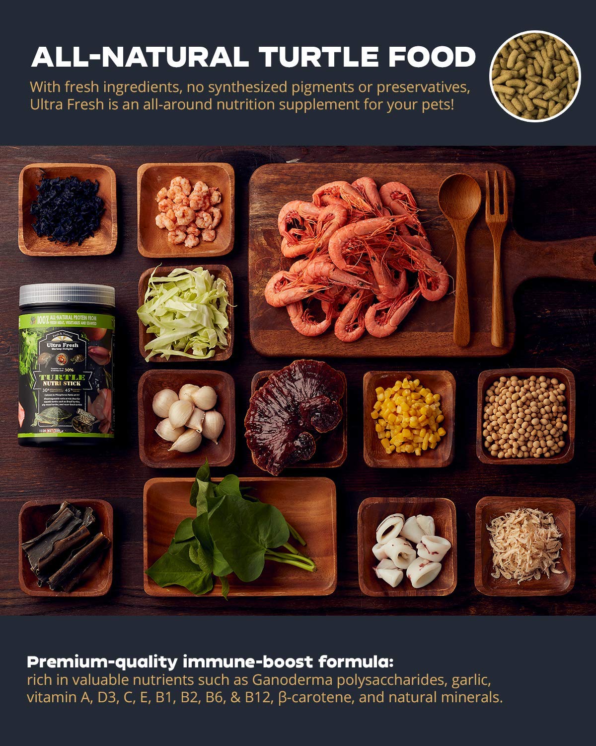Ultra Fresh Tortue Nutri Stick ingrédients naturels sans additifs.