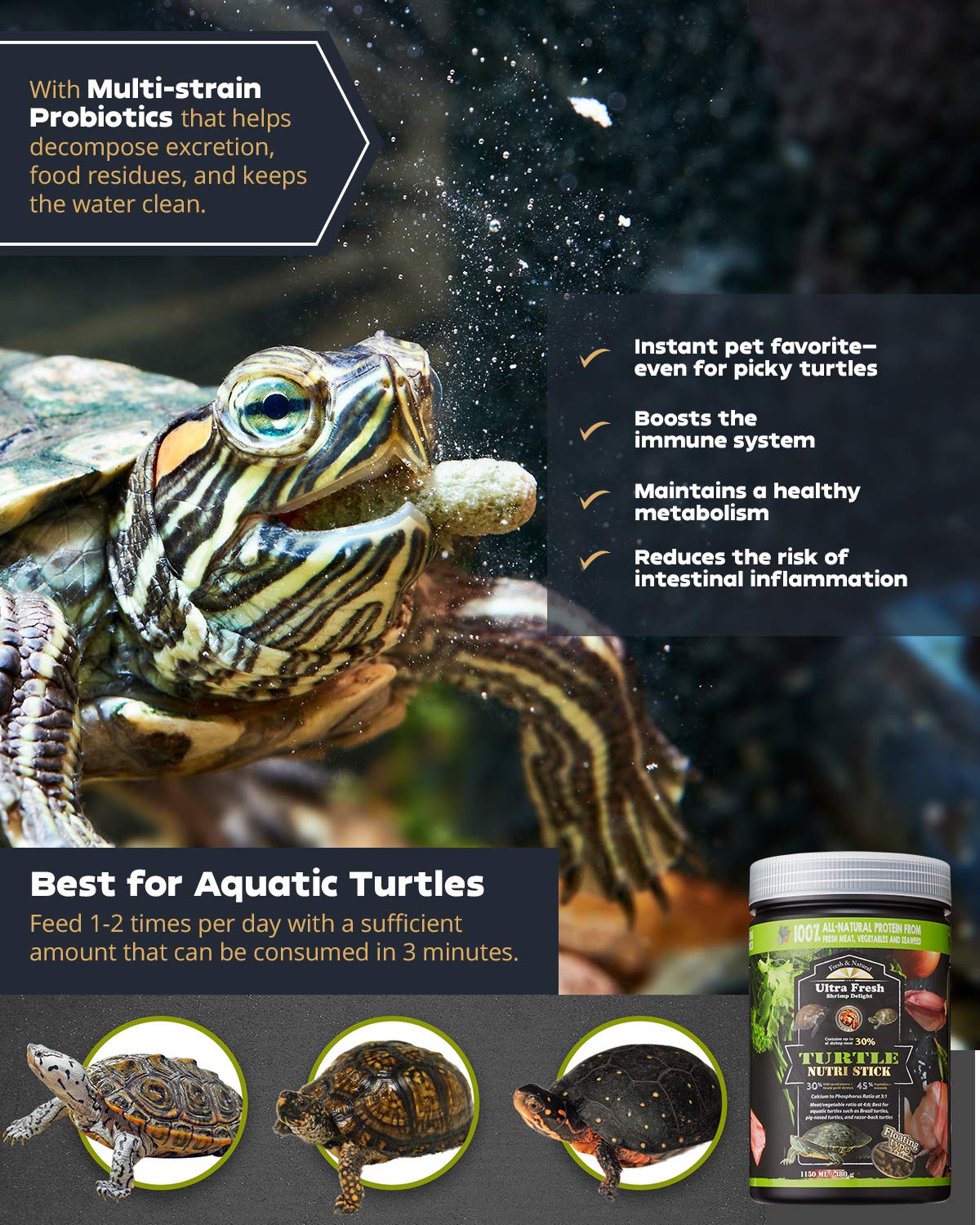 Ultra Fresh Nutri Stick Tortue image appétit des tortues stimulé et prise facile