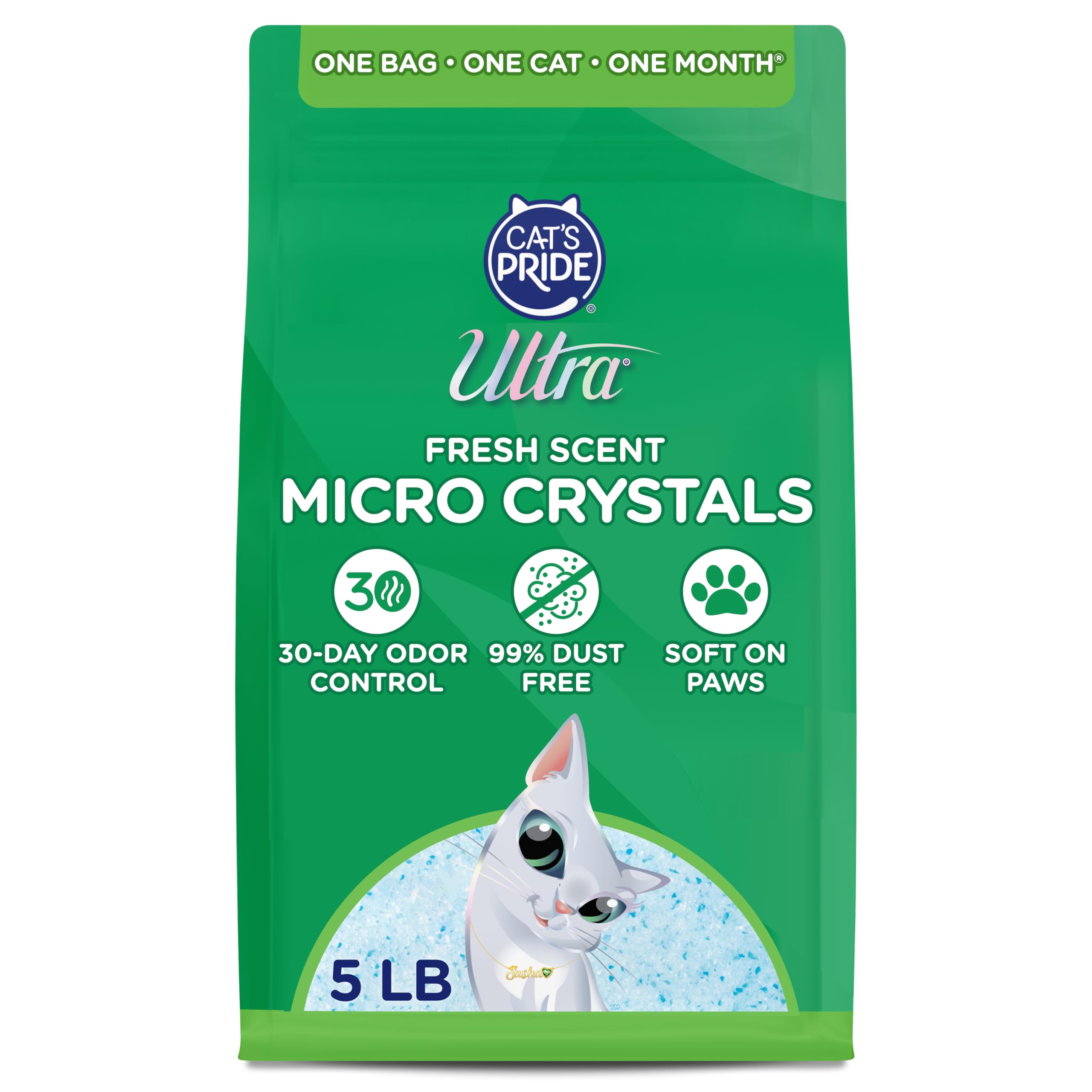 ULTRA Litière: cristaux micro et senteur pour absorption rapide et fraîcheur durable.