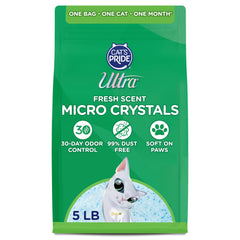 ULTRA Litière: cristaux micro et senteur pour absorption rapide et fraîcheur durable.