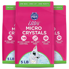 ULTRA litière microcristaux: grains de silice absorbants pour une utilisation rapide.
