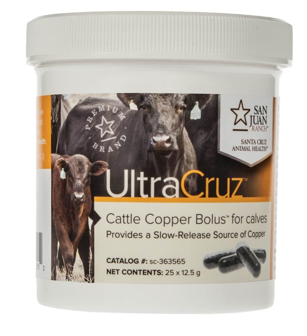 Bolus cuivre UltraCruz pour bovins — capsule qui se libère lentement pour une supplémentation continue