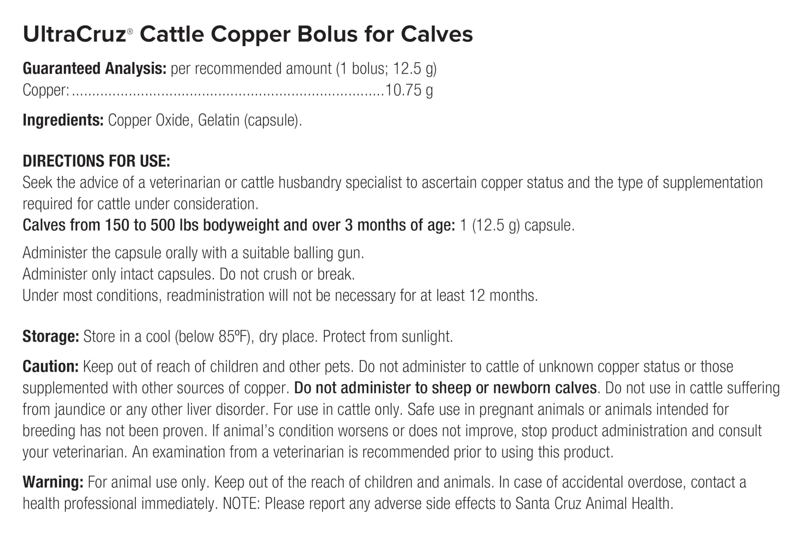 Bolus cuivre UltraCruz pour bovins — peut soutenir croissance et condition corporelle