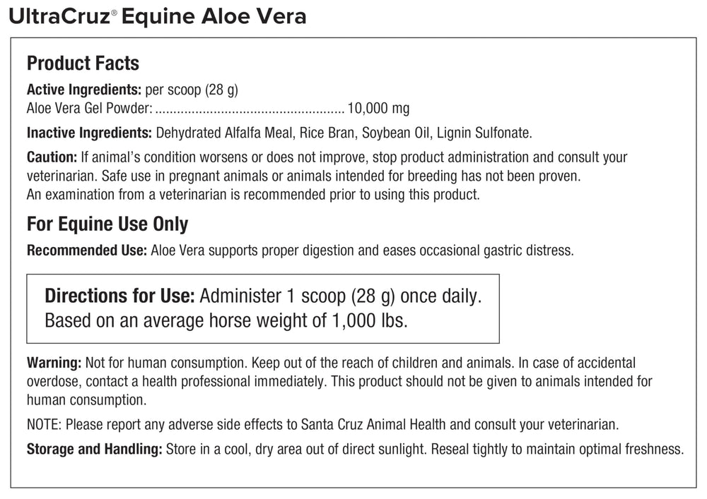 UltraCruz cheval aloe vera granule origine etats-unis, qualité fiable et ingrédients globaux.
