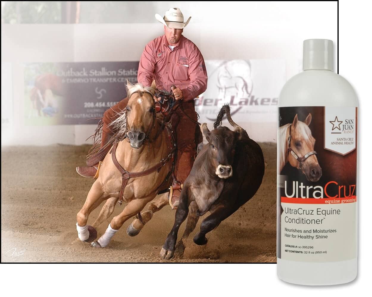 UltraCruz Conditionneur équin – texture soyeuse après rinçage et séchage.