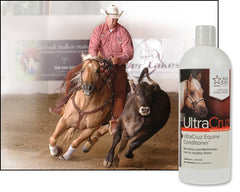 UltraCruz Conditionneur équin – texture soyeuse après rinçage et séchage.