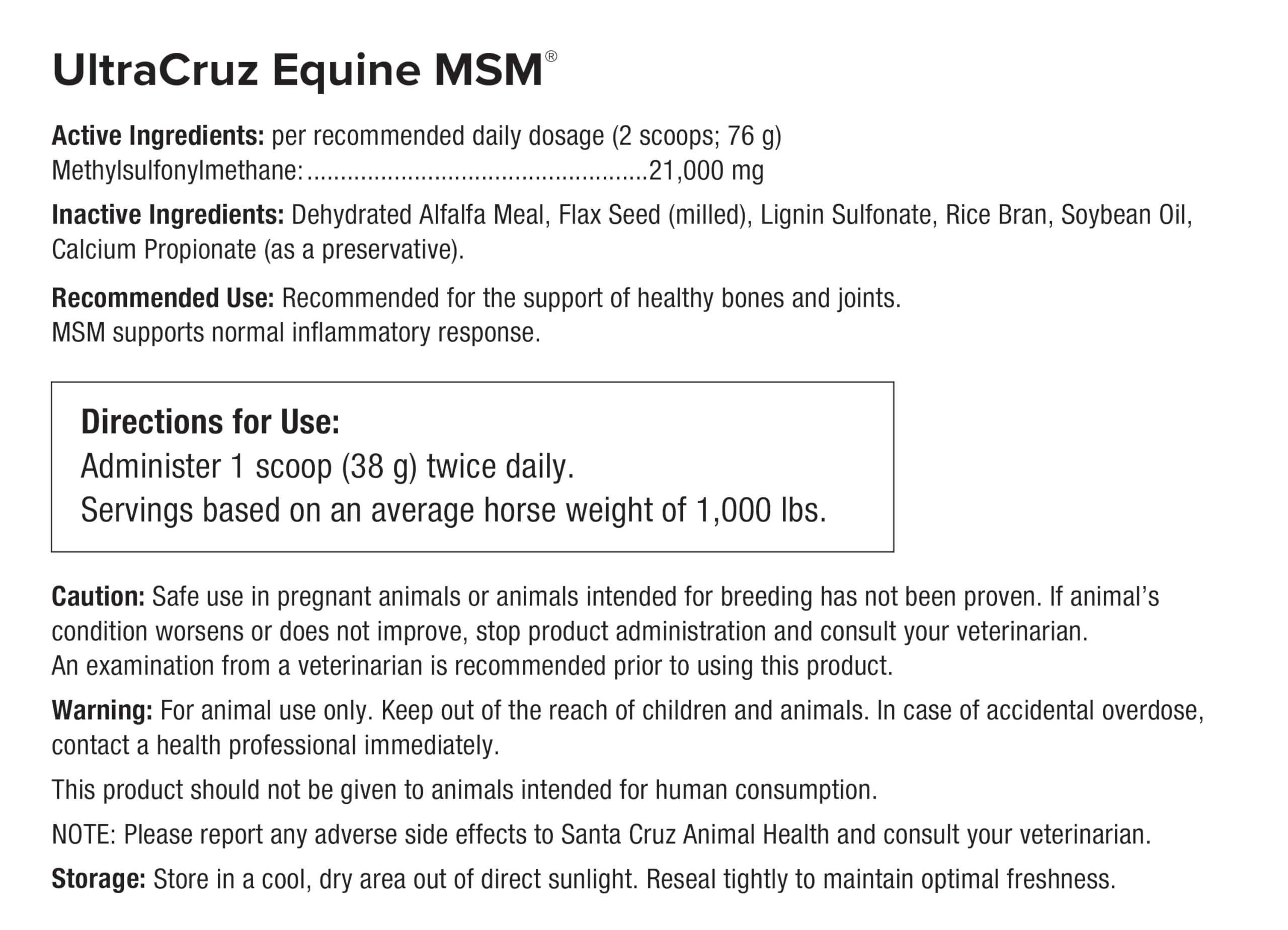UltraCruz Équine MSM – fabriqué aux États‑Unis avec des ingrédients mondiaux