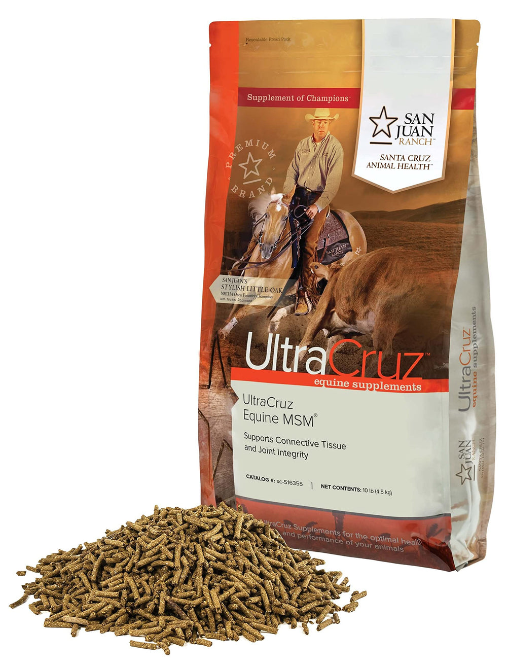 UltraCruz Équine MSM – granulés visibles, soutien potentiel des articulations et du collagène