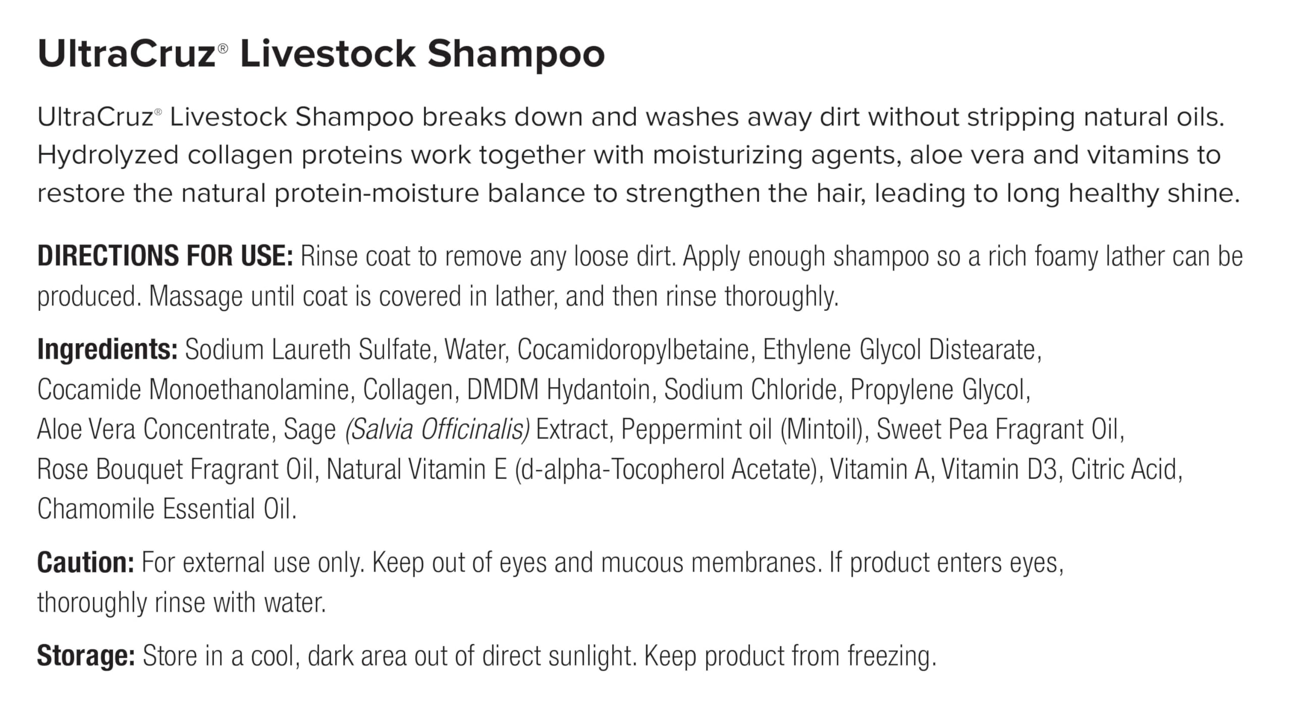 Ultracruz Shampoing pour Bétail – lustrage longue durée et hydratation des poils