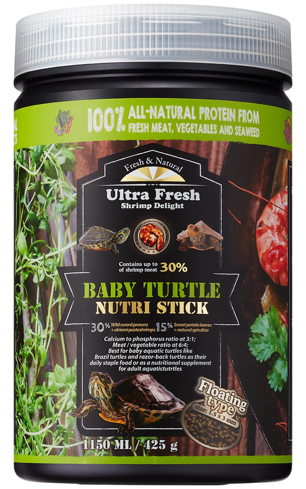 Ultra Fresh – emballage pratique du Nutri Stick pour tortues bébé.