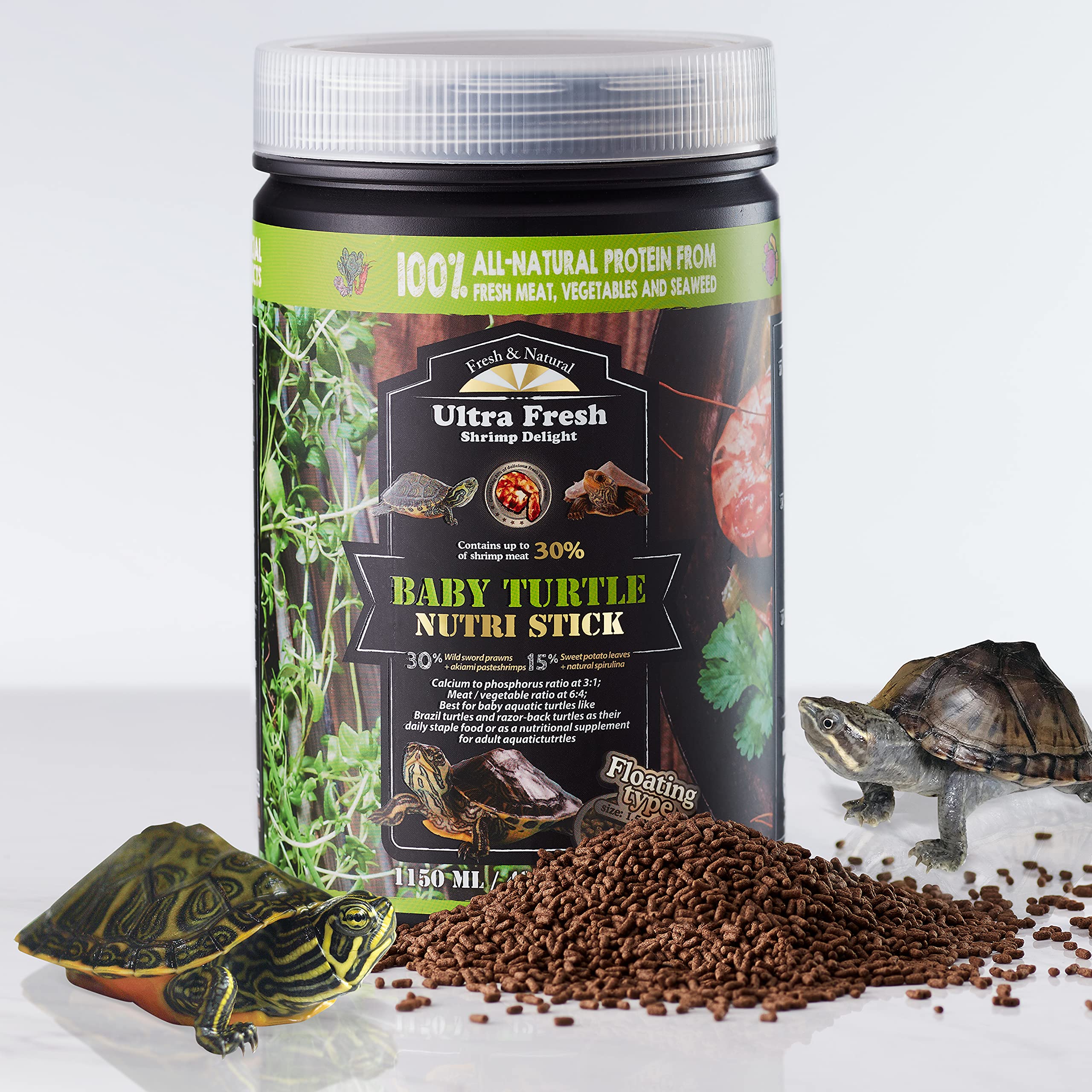 Ultra Fresh – saveur crevette sauvage qui attire les tortues bébé.