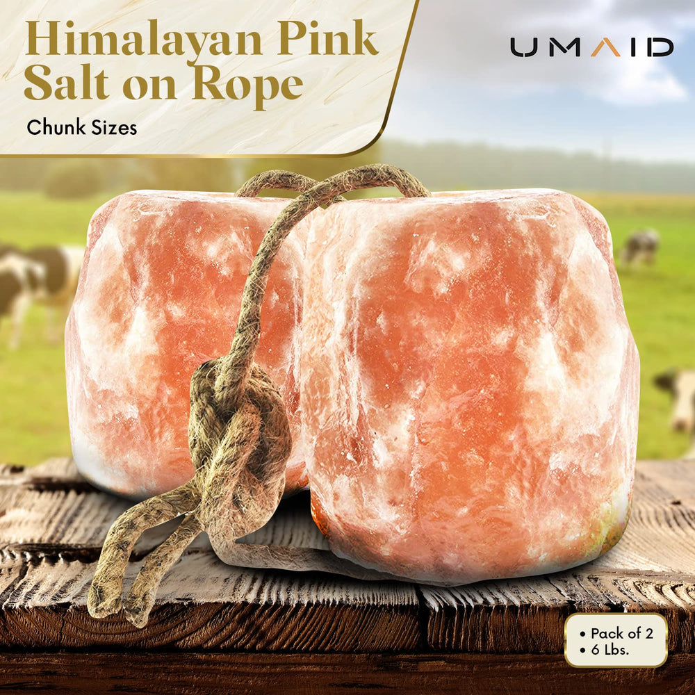 Poids réel autour de 6 livres du Sel Himalaya sur corde UMAID.