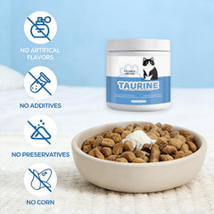 Umizze Taurine poudre fine pour chat, facile à intégrer au repas.