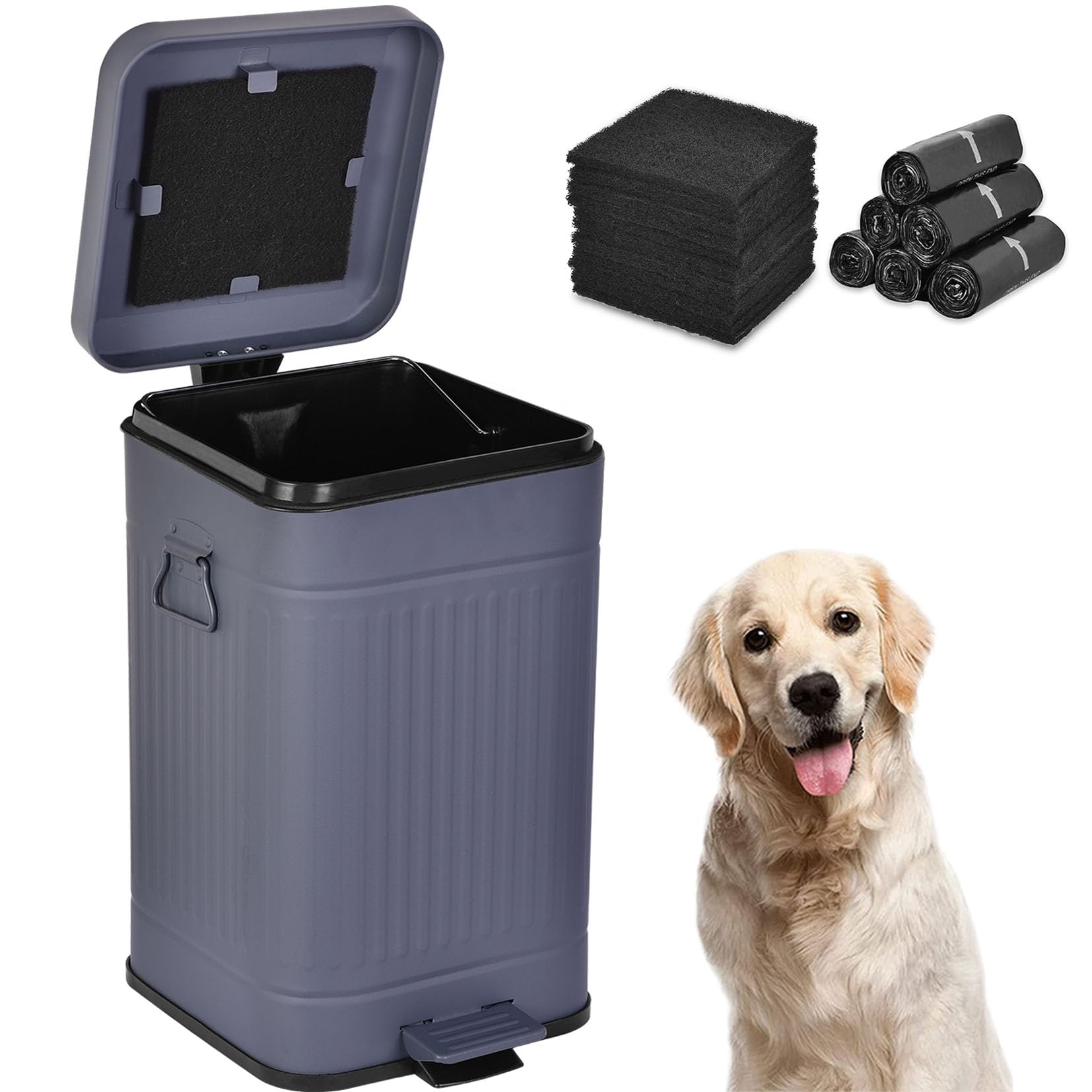 Poubelle Umtiti extérieure pour chien avec couvercle, pratique pour les déchets en extérieur.
