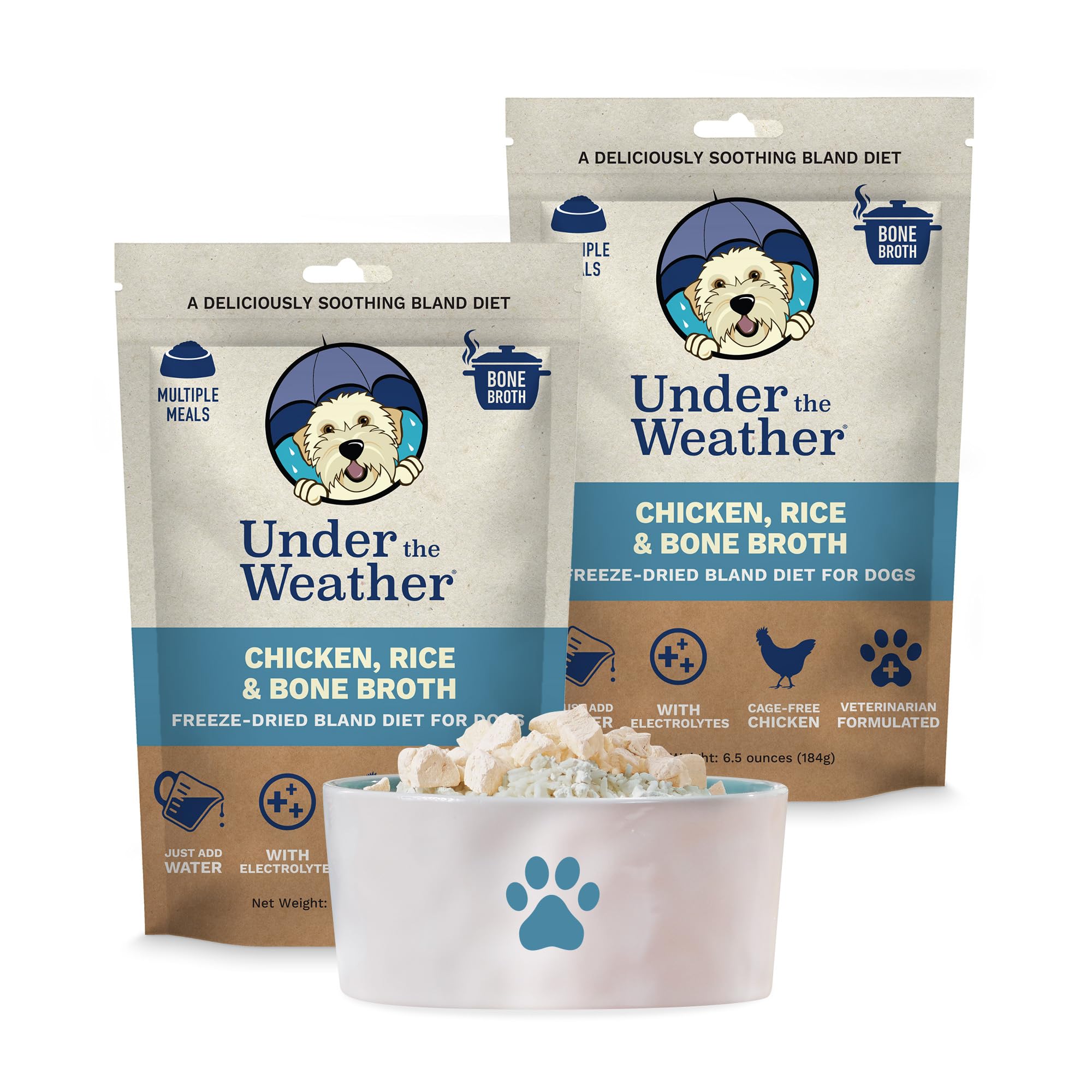 Under the Weather Bland Diet – emballage poche pratique pour chien en difficulté digestive.