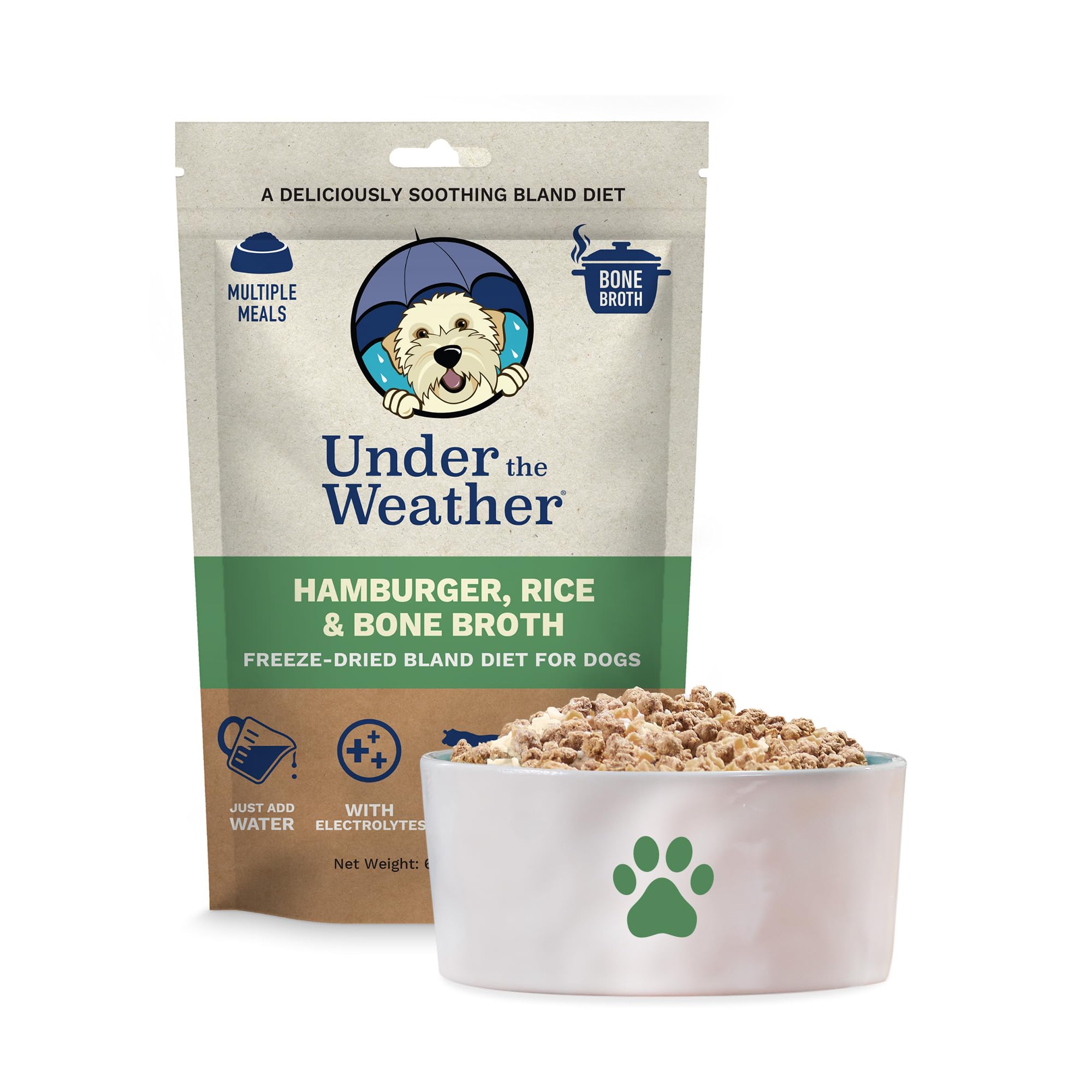 Under the Weather Bland Diet – emballage du produit, pratique pour chiens.