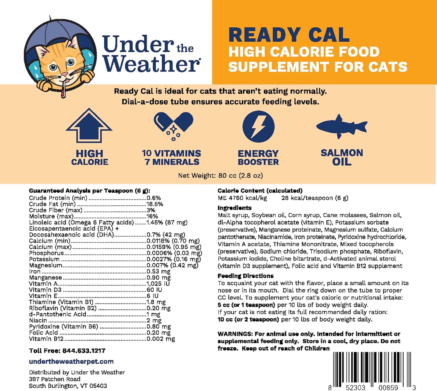 Under The Weather Ready Cal, dose pipette pour administration précise