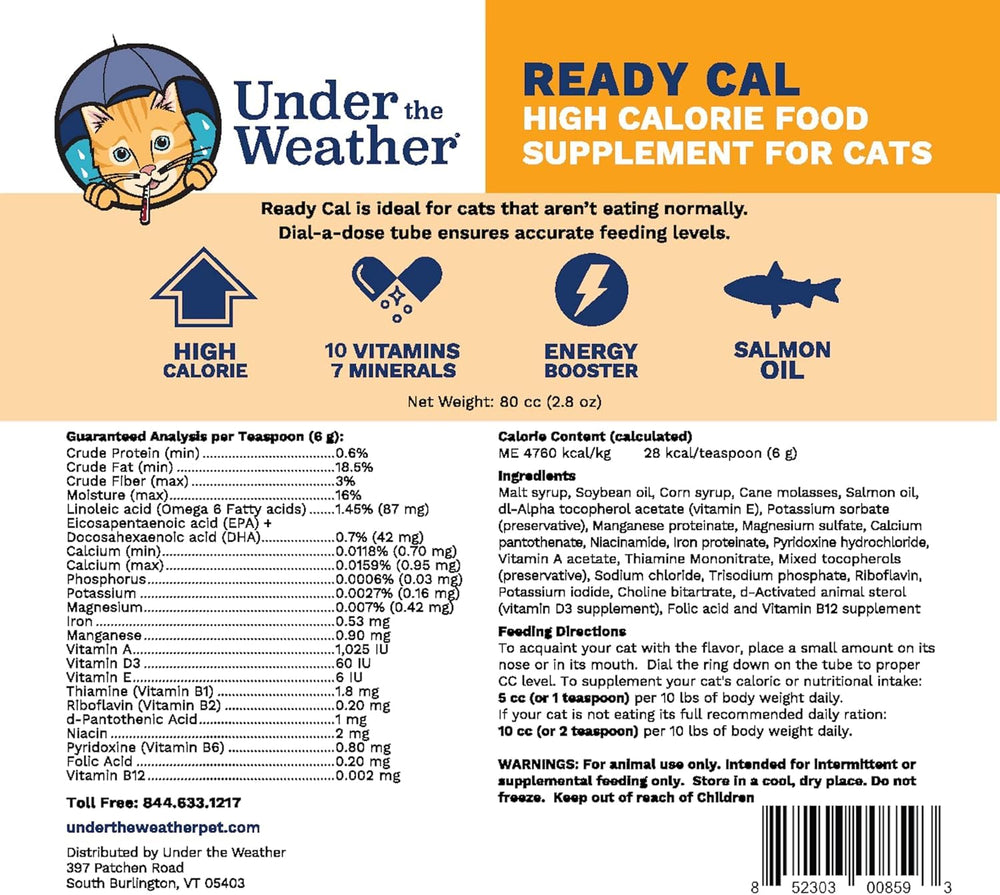 Under The Weather Ready Cal, dose pipette pour administration précise