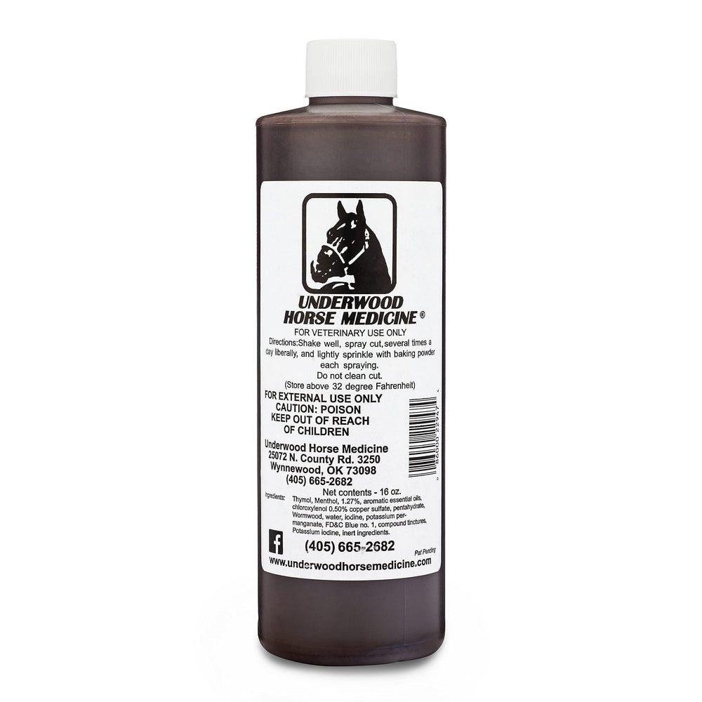 Underwood spray plaie cheval, bouteille 16oz prête à l emploi.