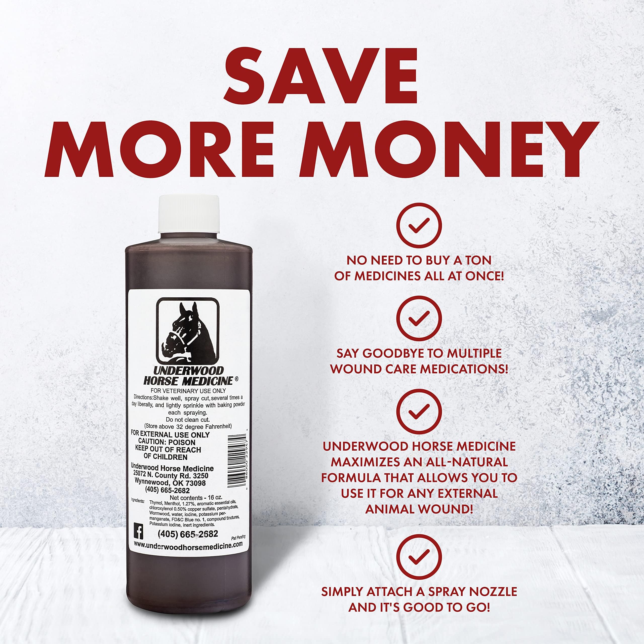 Underwood spray plaie cheval, option économique pour soins des plaies.
