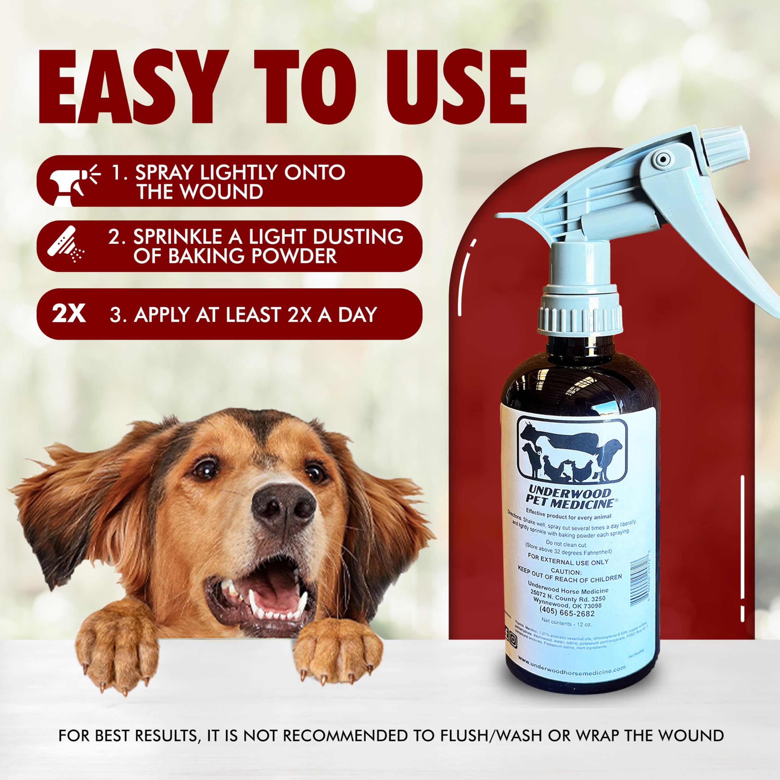 Underwood Spray Soin Plaies Animaux – barrière contre les infections