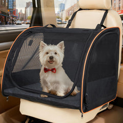 UNICITII siège-auto chien, vue avant, enveloppe sécurisante et design ergonomique.