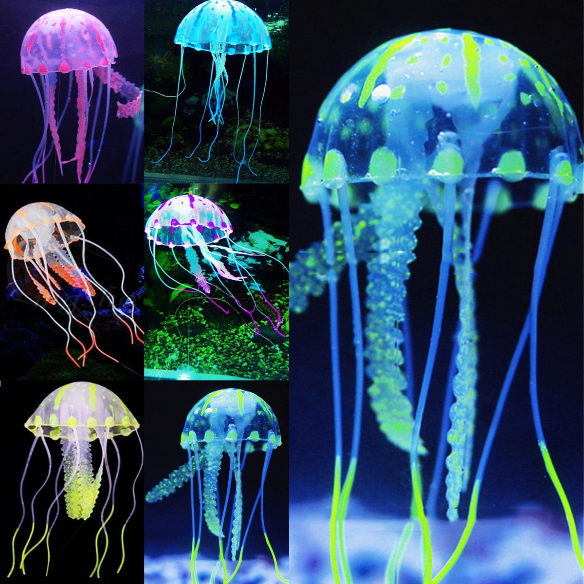 Décoration Uniclife : six méduses lumineuses pour aquarium, paysage vivant