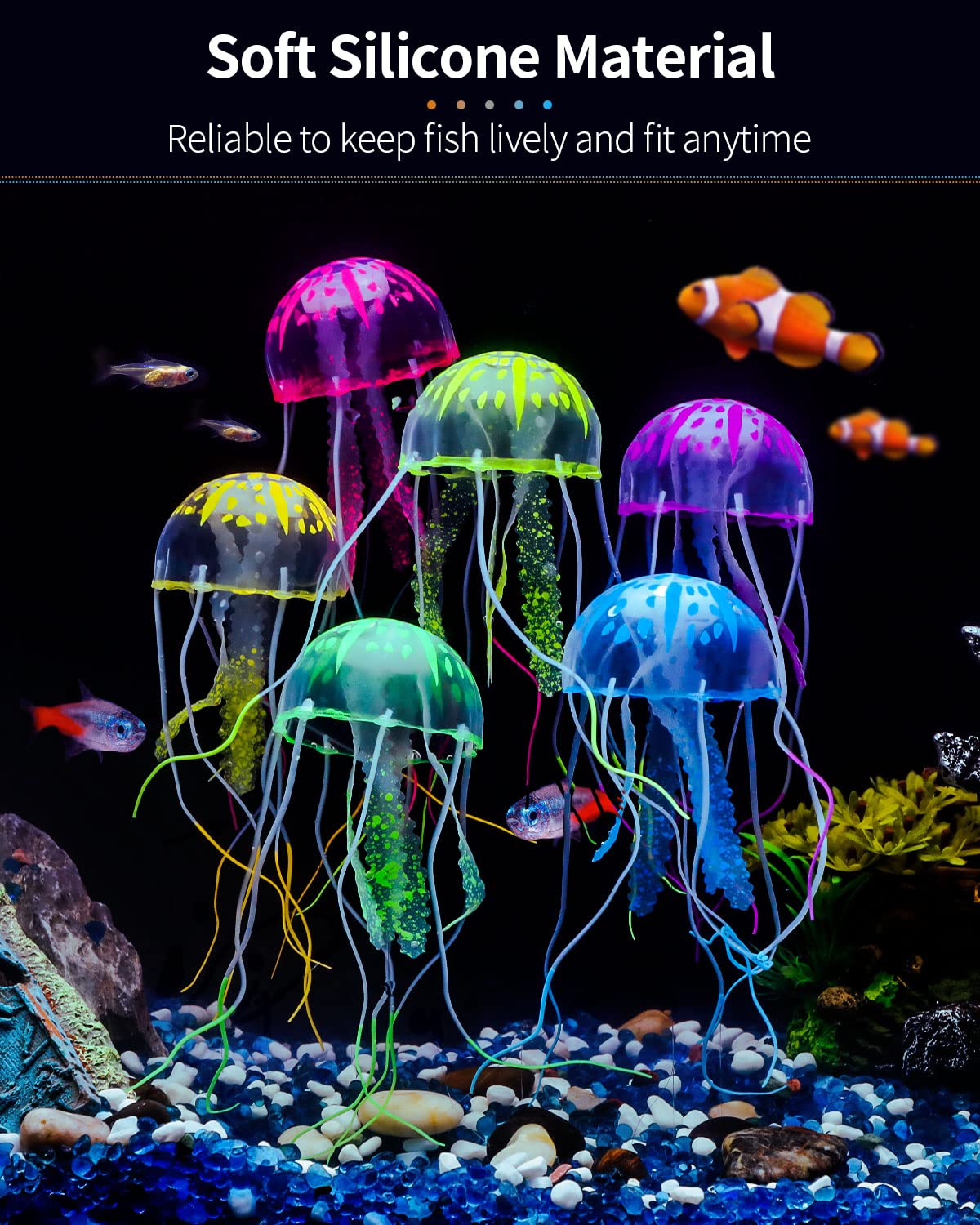 Méduse lumineuse Uniclife orange, dynamise la scène aquatique