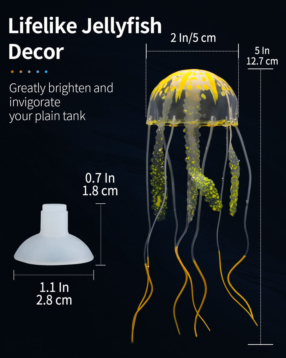 Méduse lumineuse Uniclife verte, contraste naturel dans l’aquarium