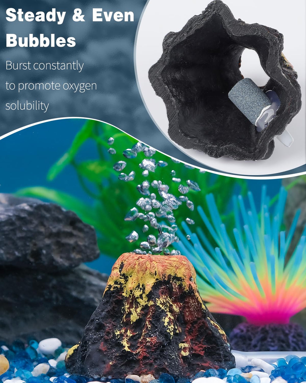 Uniclife ornement volcan realiste, ambiance naturelle et captivante.