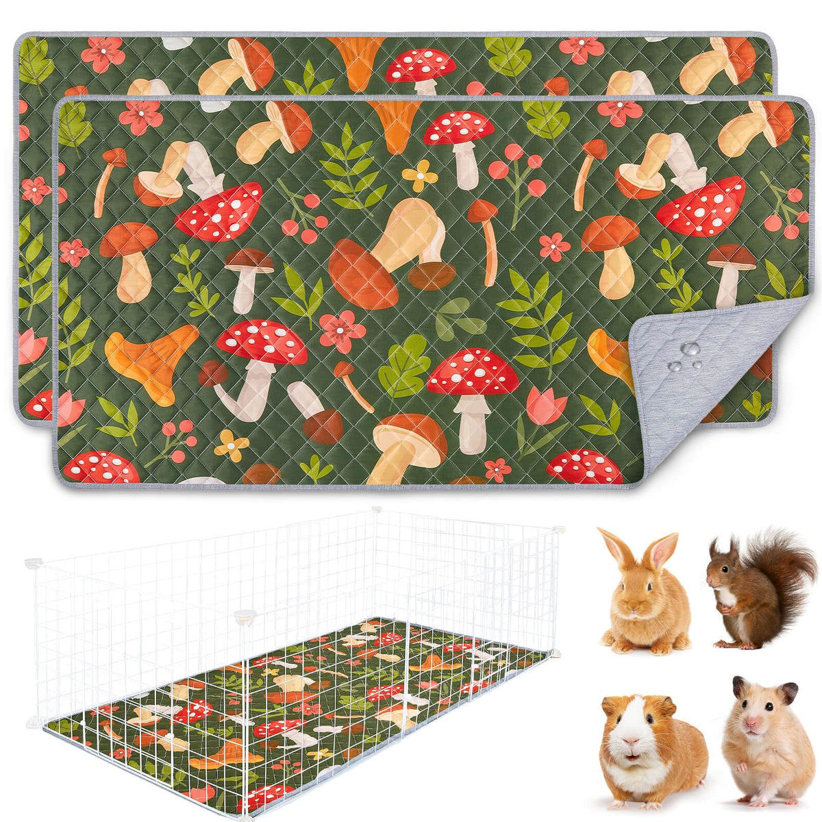 Tapis-cage cobaye Unicorn Catcher lavable offrant une absorption rapide et hygiène.