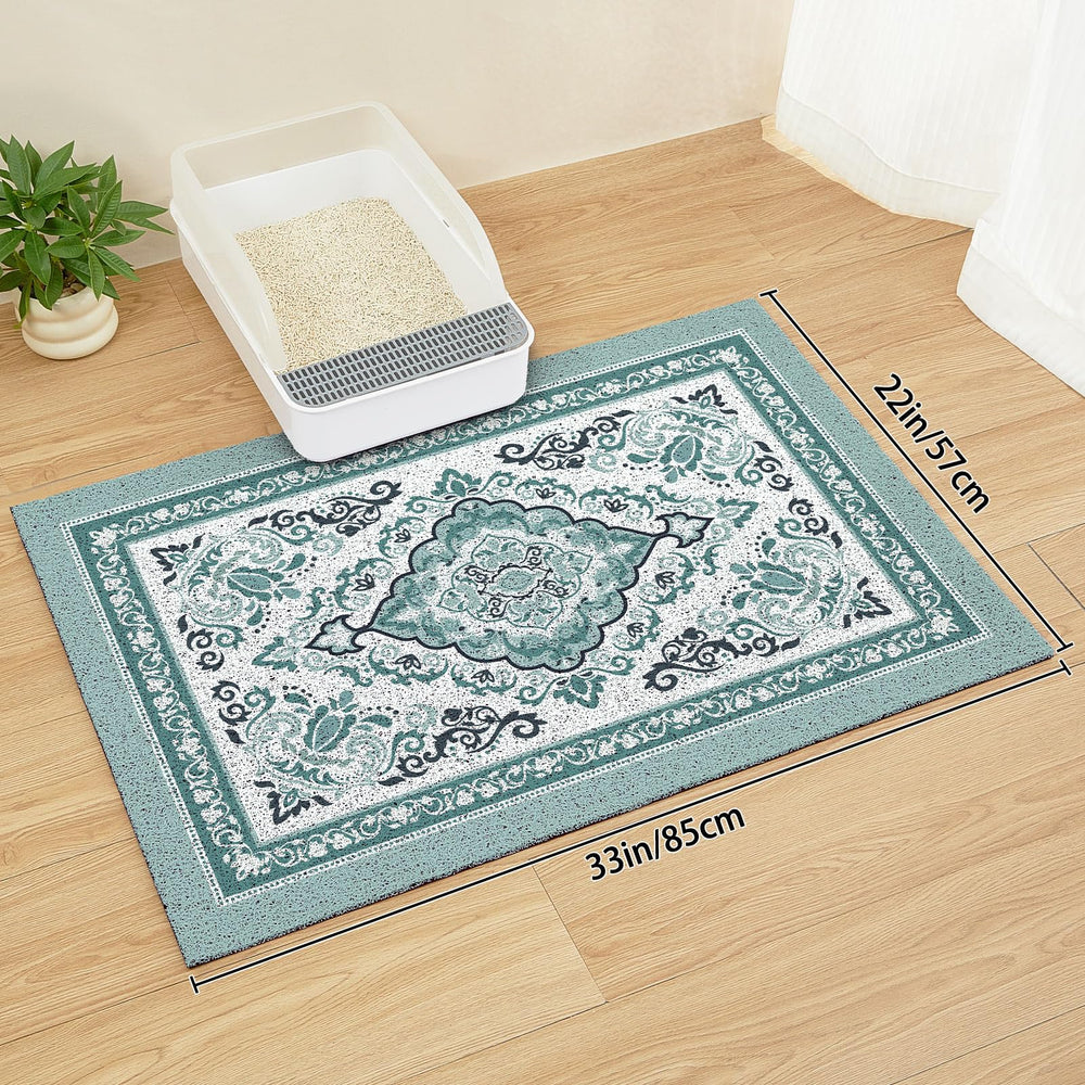 Unicorn Catcher Tapis Litière Chat couleur cyan foncé, touche moderne dans la pièce.