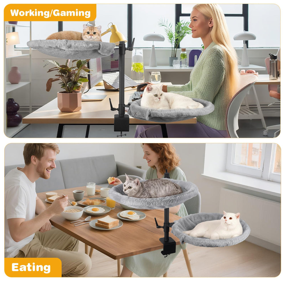 Unidevice Double Cat Desk Bed deux chats sur le bureau pratique.