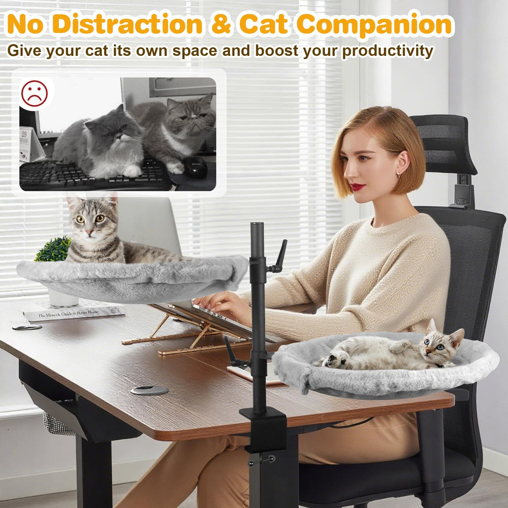 Unidevice Double Cat Desk Bed hauteur reglable pour s'adapter au bureau.