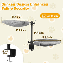 Unidevice Double Cat Desk Bed rotation 360° offre des vues ajustables pour chaque chat.