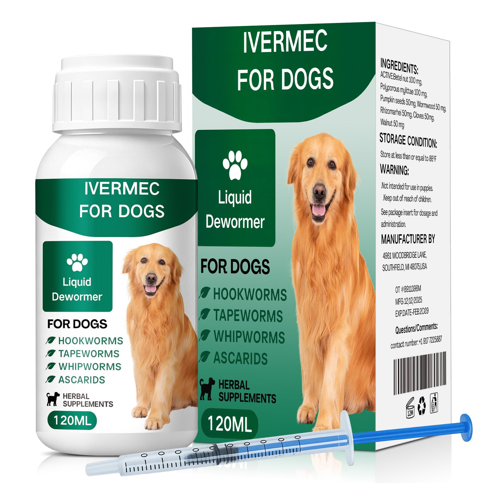 Unikuche vermifuge liquide pour chien — bouteille prête à l'administration.