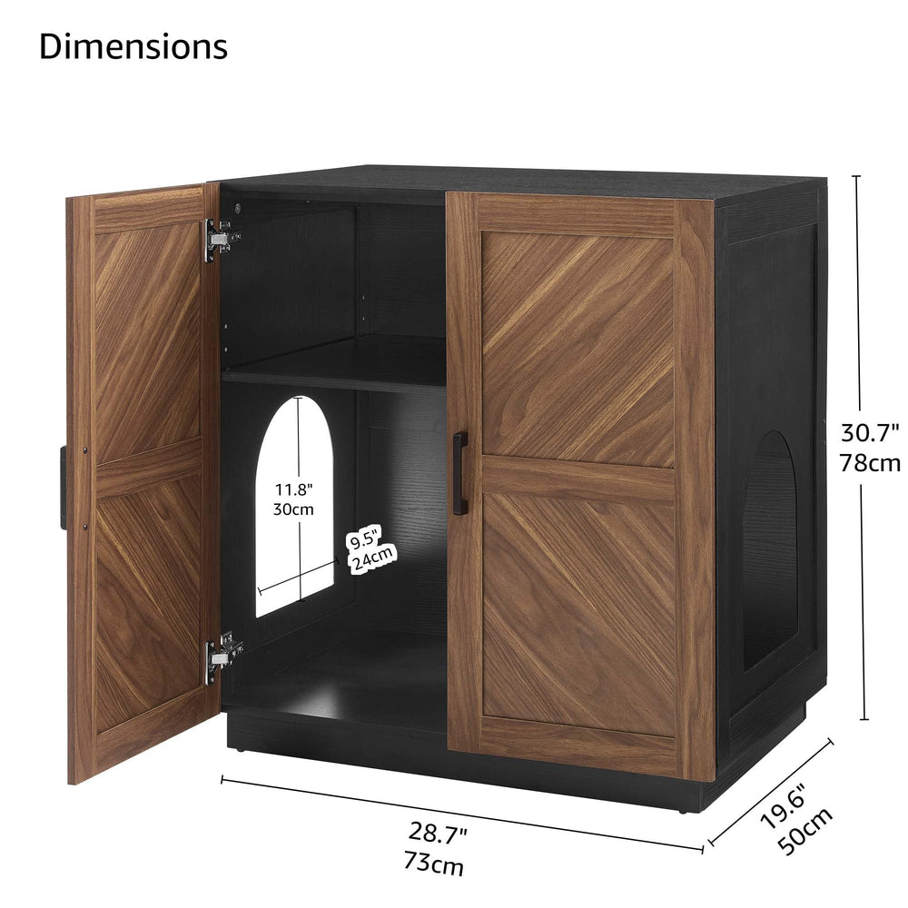 Meuble-litière Unipaws facile à nettoyer et stable, ventilation efficace.