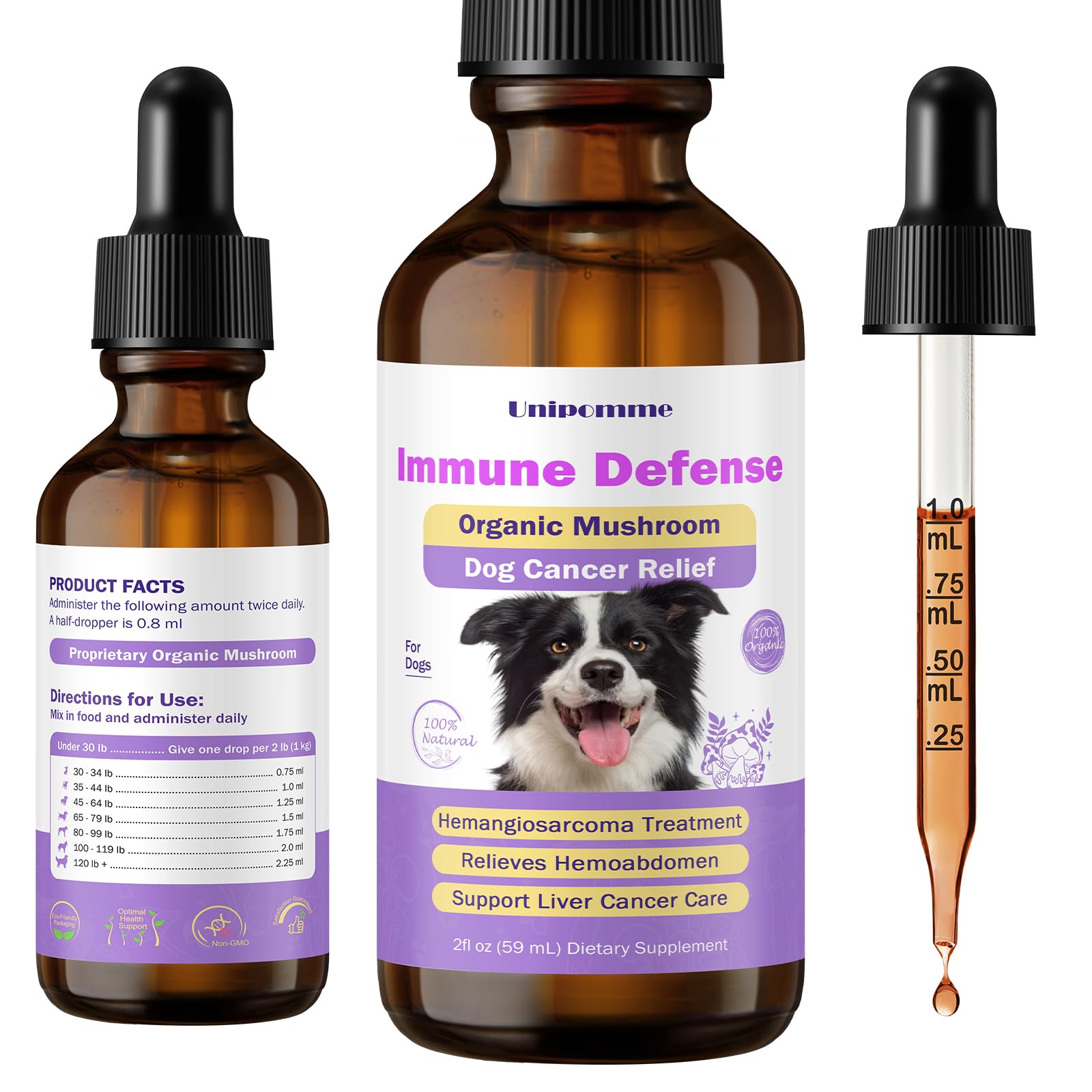 Unipomme-bouteille-solution-liquide: administration facile lors des repas.