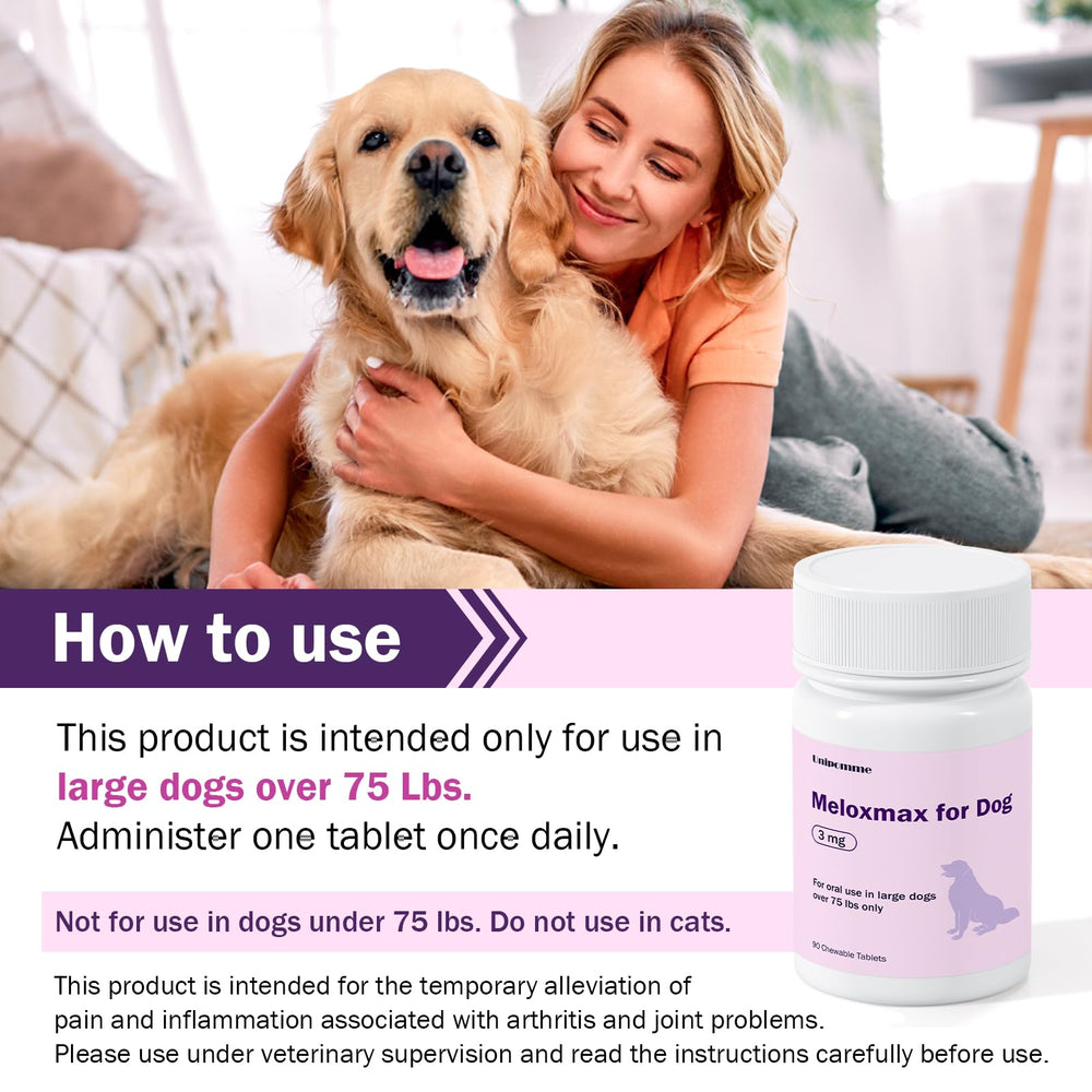 Emballage Meloxmax 90 comprimés pour grands chiens.